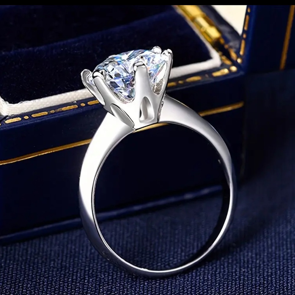 3 ct Solitaire Cubic Zirconia Diamond, 925 Silver, Engagement Wedding, Glam Ring